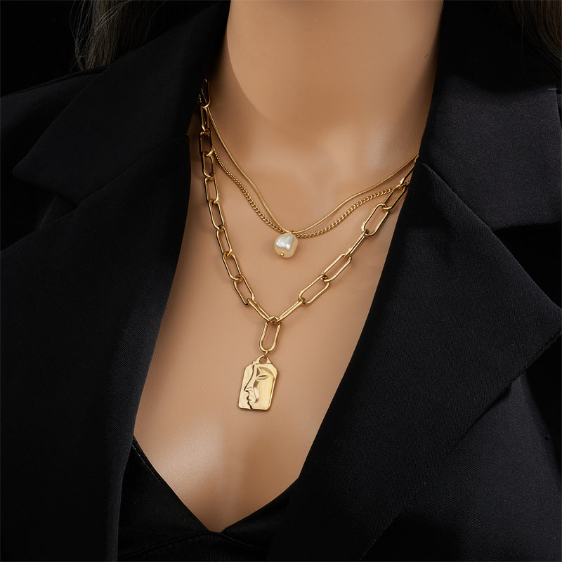 PORTRAIT CHAIN CHOKER NECKLACE